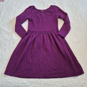 Tea Collection girls size 10 purple sweater dress EUC